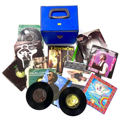 Lot 183 - THE BEATLES. Thirty-seven 7" singles, including solo work and Apple label alumnus, cased.