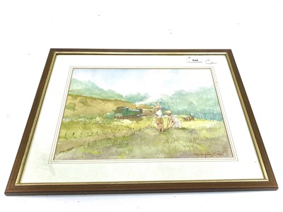 Lot 659 - Douglas E West Railway Watercolour "Railway Children" Style