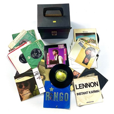 Lot 184 - THE BEATLES. Thirty-seven 7" singles, including solo work and Apple label alumnus, cased.