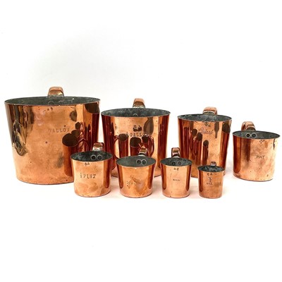 Lot 154 - A set of Royal Navy copper rum or grog measures.