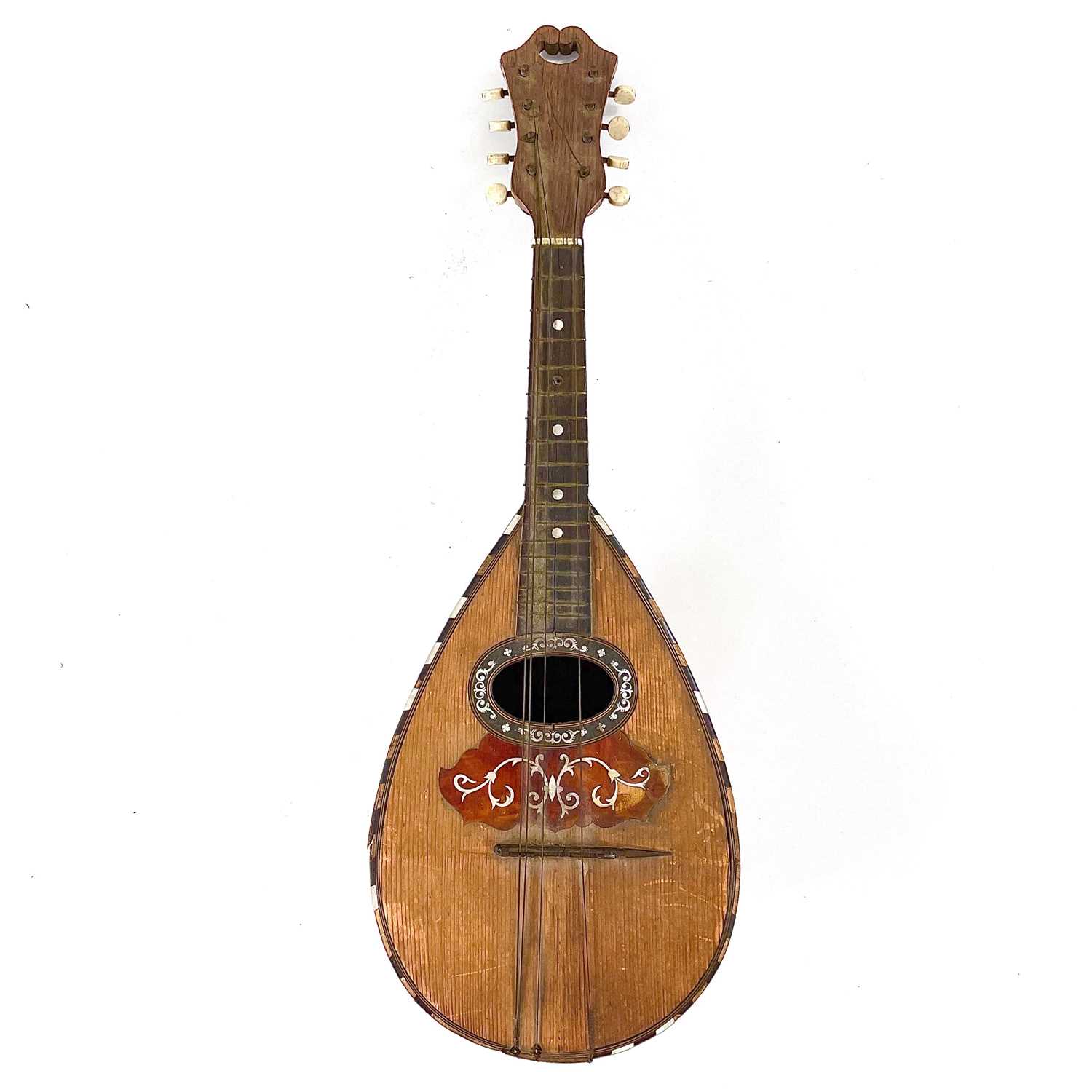 Lot 165 - A 'Stridente' Neopolitan mandolin with mother of pearl inlays.