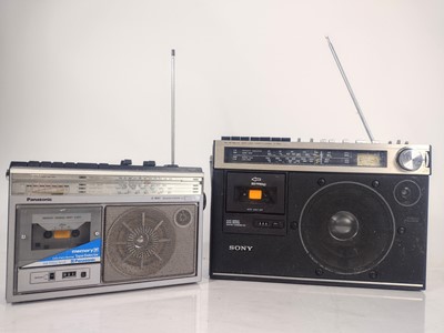 Lot 166 - A Sony CF-495L stereo boombox with 8" subwoofer and a Panasonic RX-1750LE.