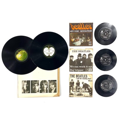 Lot 264 - THE BEATLES. The White album and three 7" singles.