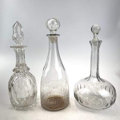 Lot 909 - A 19th century cut glass decanter with a later...