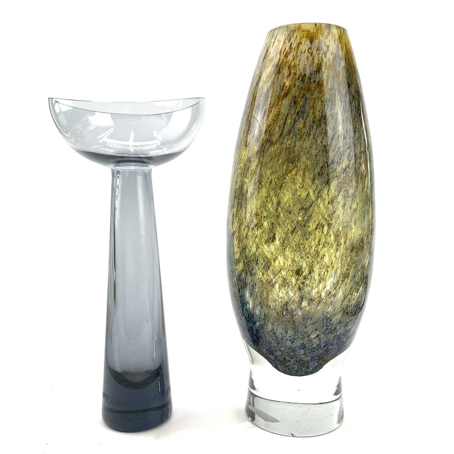 Lot 922 - A Scandinavian art glass vase, engraved...