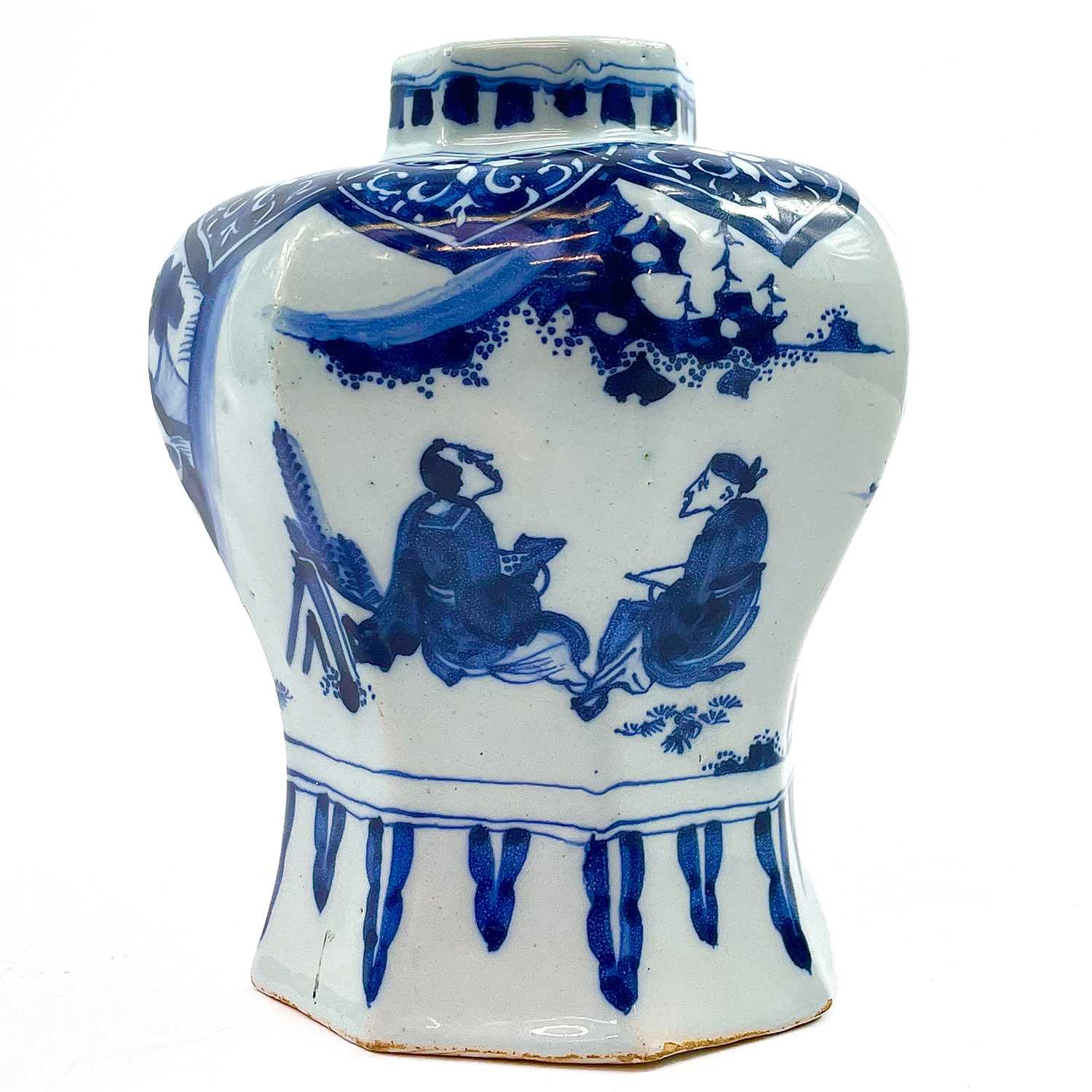 Lot 177 - A Dutch Delft blue and white pottery vase, 18th century