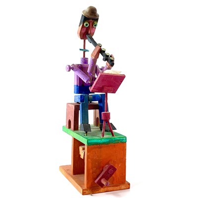 Lot 201 - A band of wooden automaton musicians.