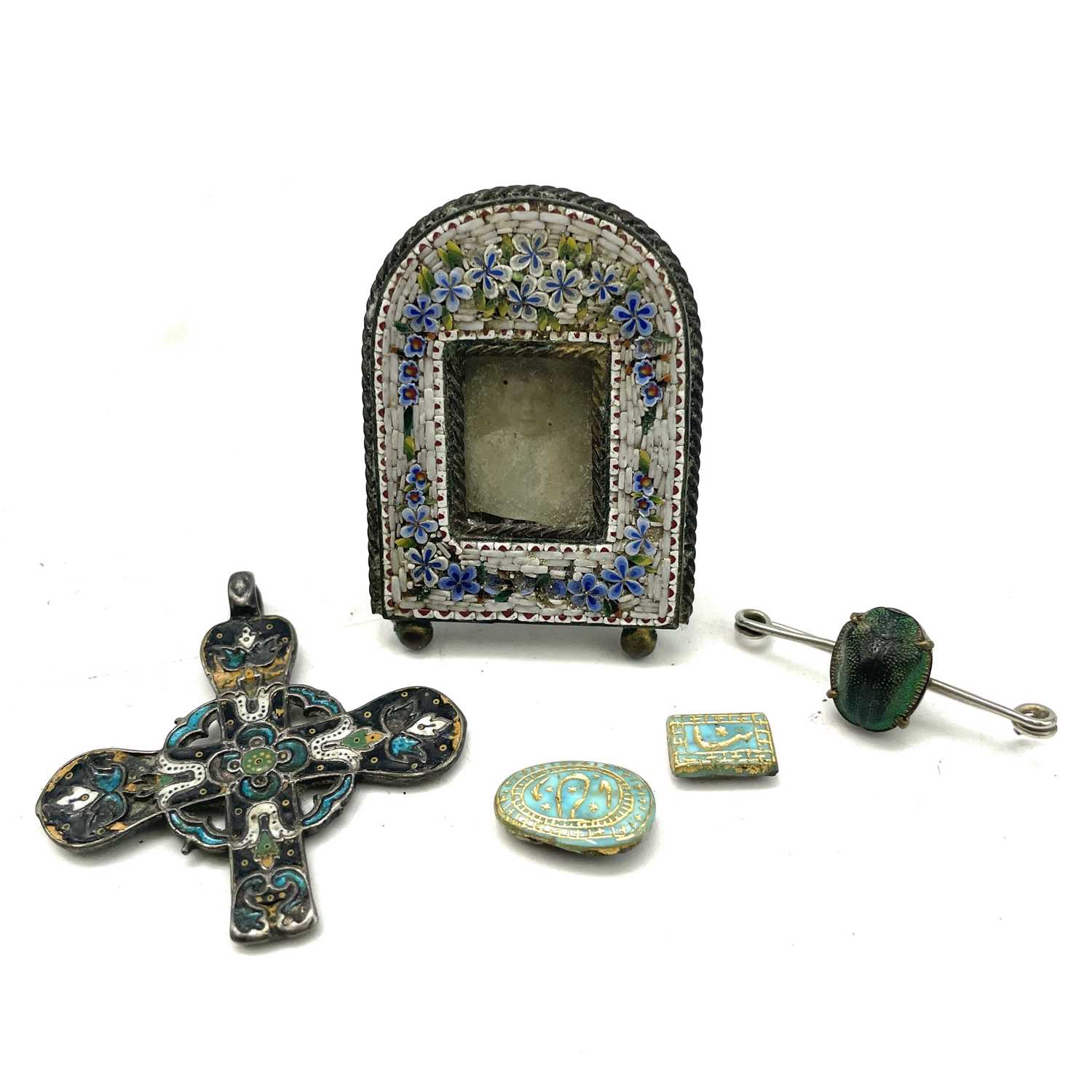 Lot 244 - A Russian silver and enamel cross, probably...