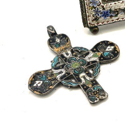 Lot 244 - A Russian silver and enamel cross, probably...