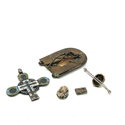 Lot 244 - A Russian silver and enamel cross, probably...