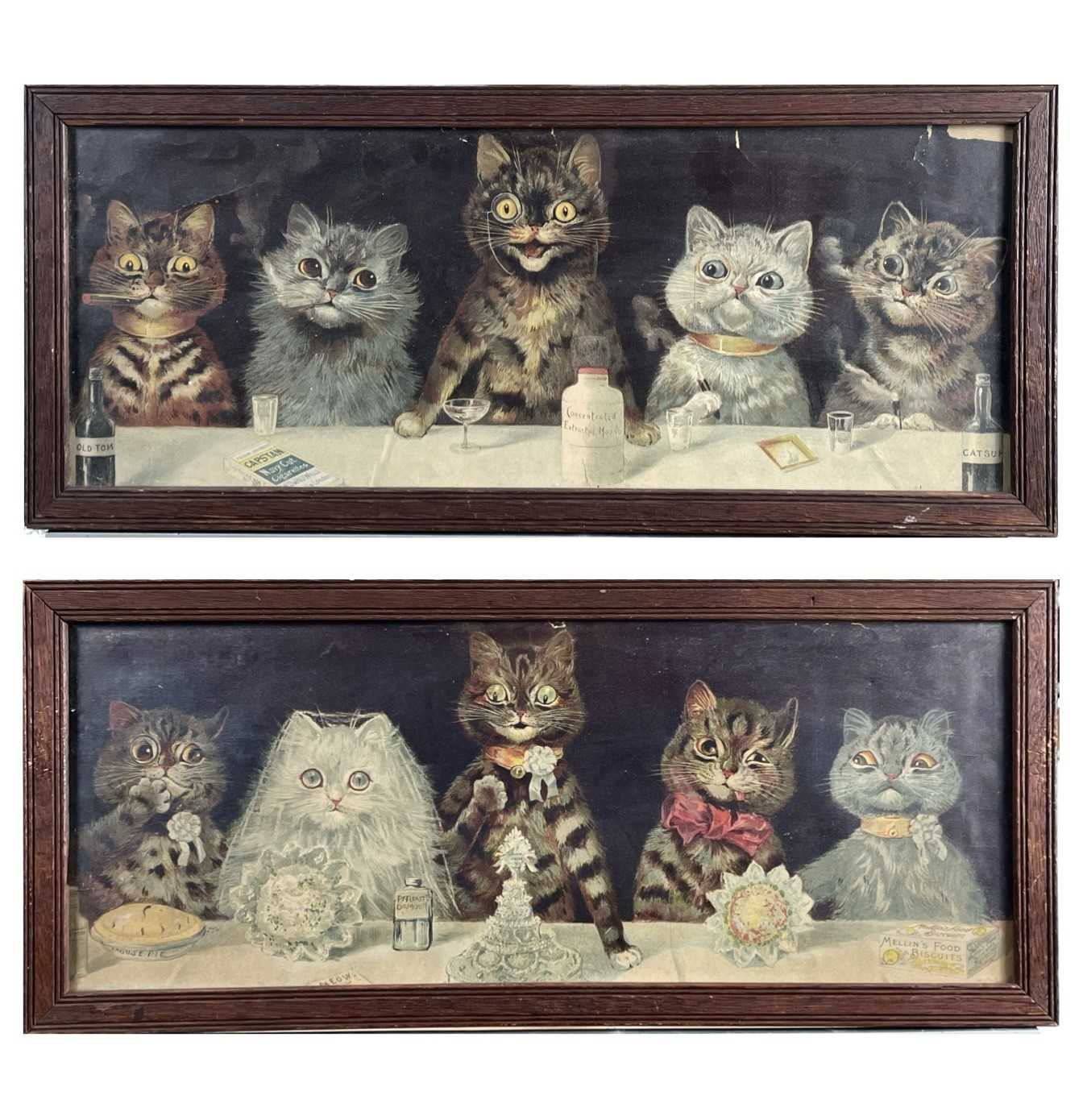 Lot 258 - An amusing pair of Louis Wain style...