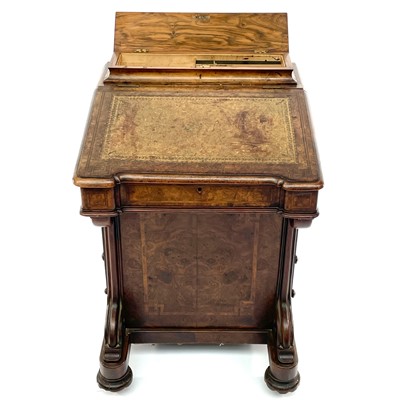 Lot 1883 - A Victorian walnut and inlaid Davenport,...