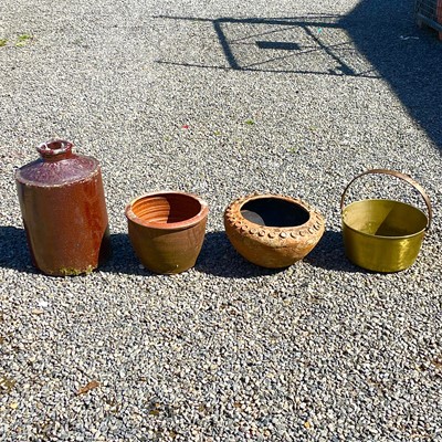 Lot 608 - A large cylindrical stoneware storage flagon,...