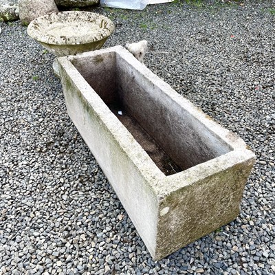 Lot 604 - A reconstituted stone rectangular planter with moulded classical figures.