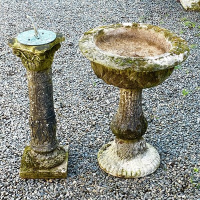 Lot 618 - A reconstituted stone pedestal urn, height...