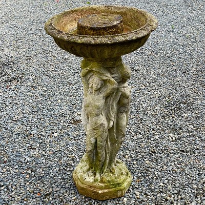 Lot 619 - A reconstituted stone garden bird bath the...