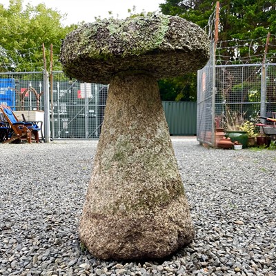 Lot 622 - Granite circular staddle stone with tapering...