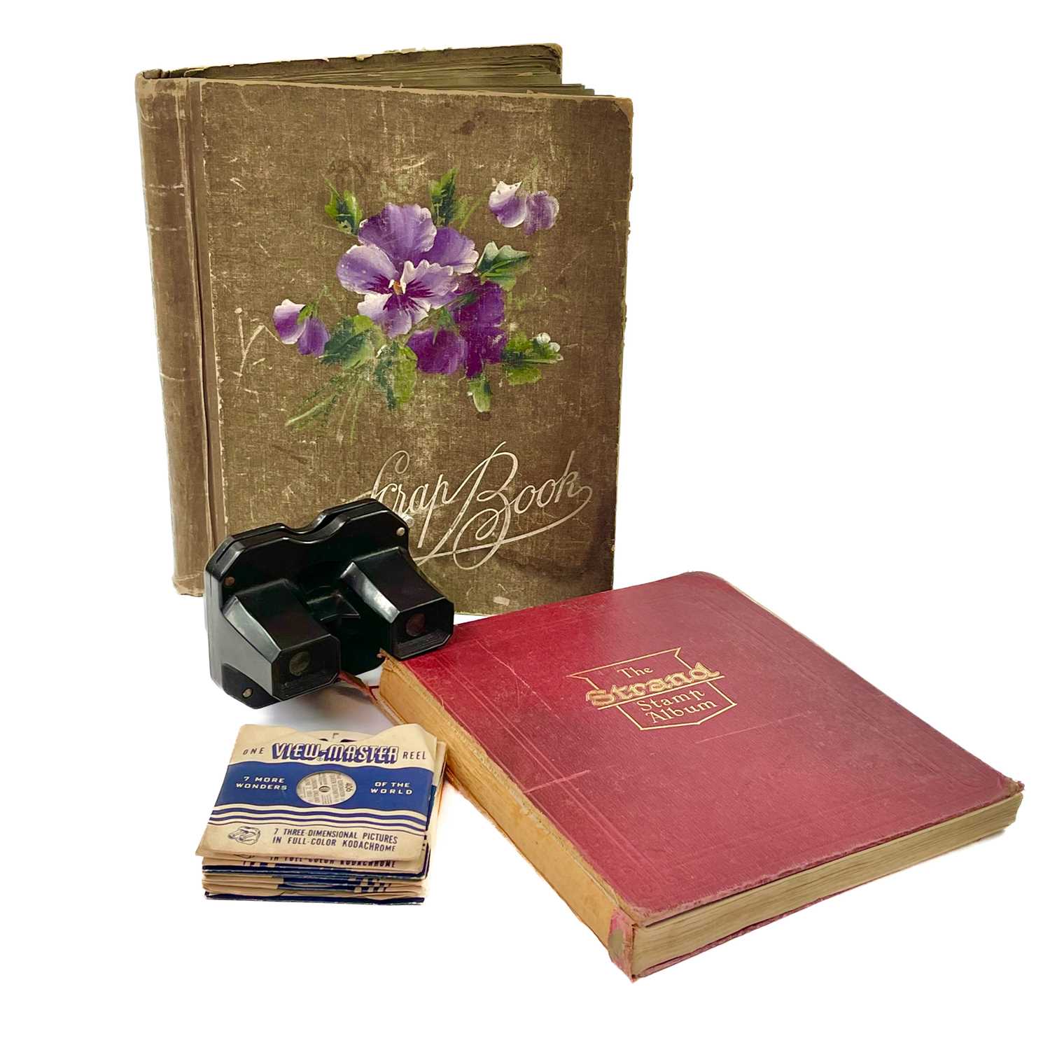 Lot 944 - Victorian Scrap Album, Stamp Album & View Master with Slides.