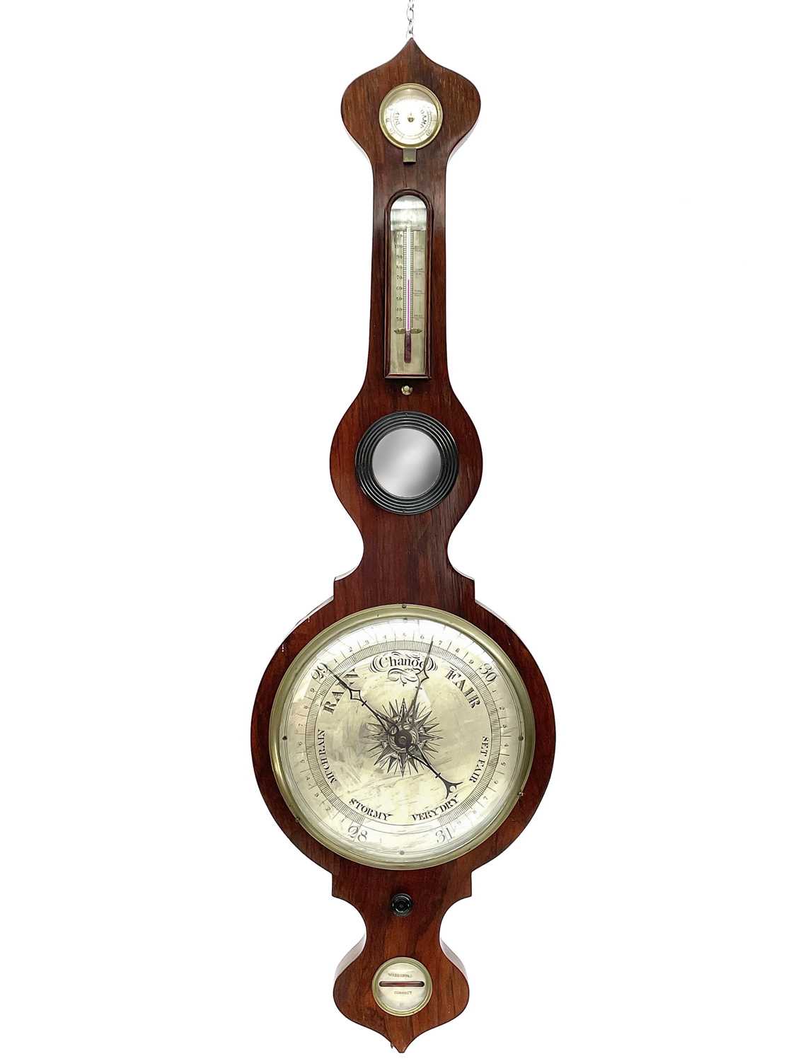 Lot 1718 - A Victorian rosewood wheel barometer, with