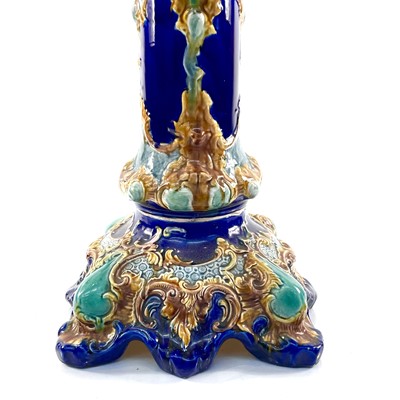 Lot 943 - A French Majolica jardiniere and stand, circa...
