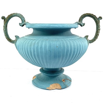 Lot 625 - A French painted terracotta garden urn, 20th...