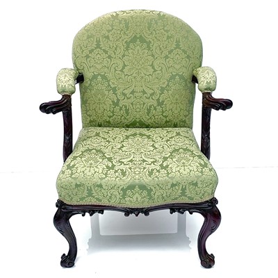 Lot 1903 - A George III mahogany Gainsborough type open armchair.