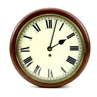 Lot 1723 - A late Victorian mahogany cased fusee school wall clock.