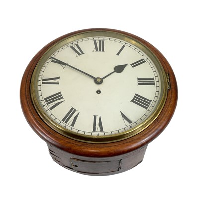 Lot 1702 - A late Victorian mahogany cased fusee school wall clock.