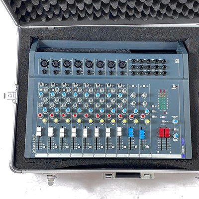 Lot 302 - A Soundcraft RW1455 Spirit Folio mixing desk and a wireless microphone system.