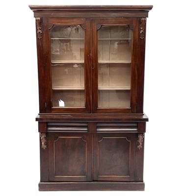 Lot 1916 - A Victorian mahogany bookcase cabinet, the...