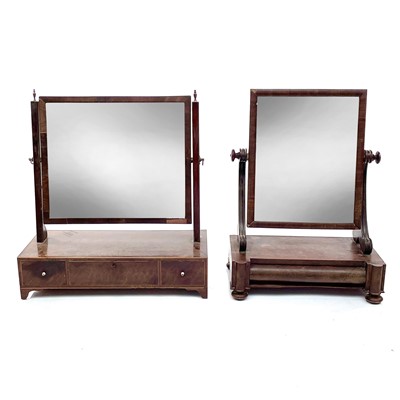 Lot 1926 - A George III mahogany swing toilet mirror, the...