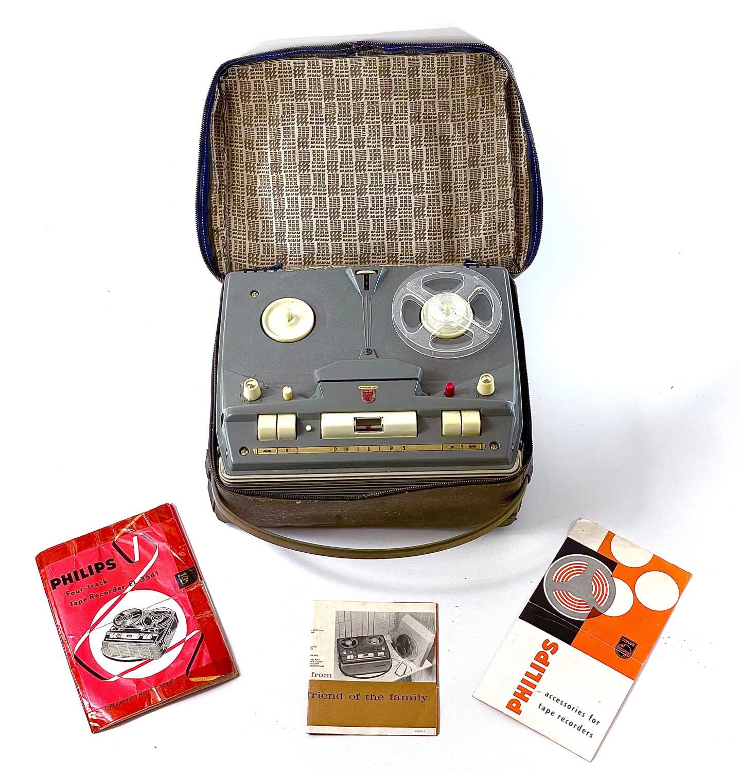 Lot 214 - A Phillips EL3541 portable four-track tape recorder.