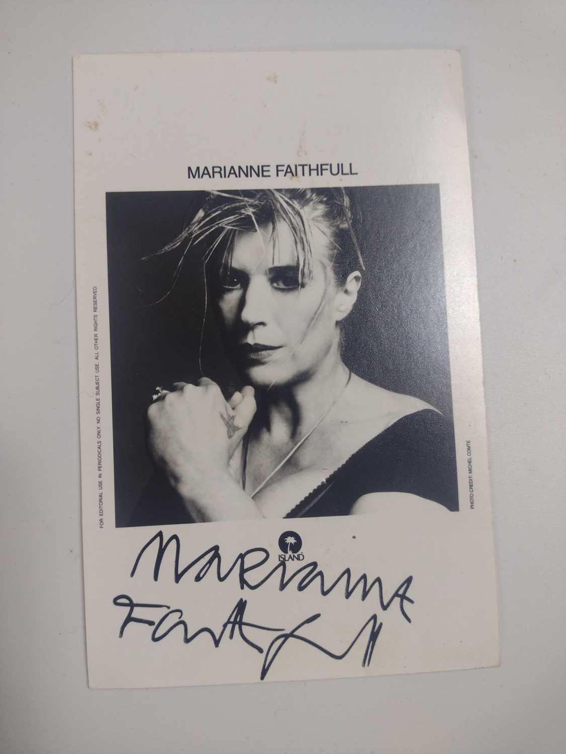 Lot 215 - Marianne Faithfull signed photograph.