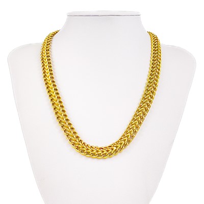 Lot 119 - An Italian 18ct gold double row link necklace.