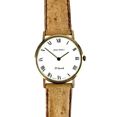 Lot 102 - A Jean Renet 9ct gold gentleman's manual wind dress watch.