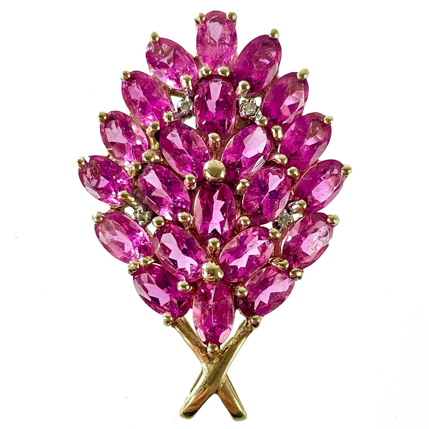 Lot 162 - A contemporary 9ct gold Shimoyo rubellite and diamond pendant.