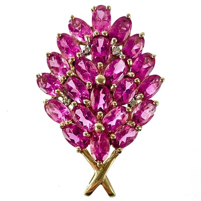 Lot 162 - A contemporary 9ct gold Shimoyo rubellite and diamond pendant.