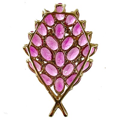 Lot 162 - A contemporary 9ct gold Shimoyo rubellite and diamond pendant.