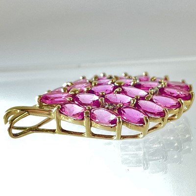 Lot 162 - A contemporary 9ct gold Shimoyo rubellite and diamond pendant.