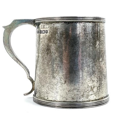 Lot 43 - A George V silver Christening mug by Walker & Hall.