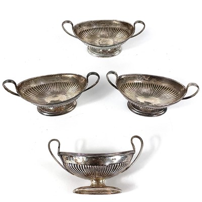 Lot 89 - A good set of four Victorian silver pedestal salts by Thomas Bradbury & Sons.