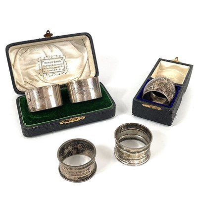Lot 84 - A collection of silver napkin rings.