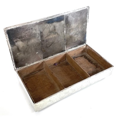 Lot 235 - A white metal rectangular cigarette box.