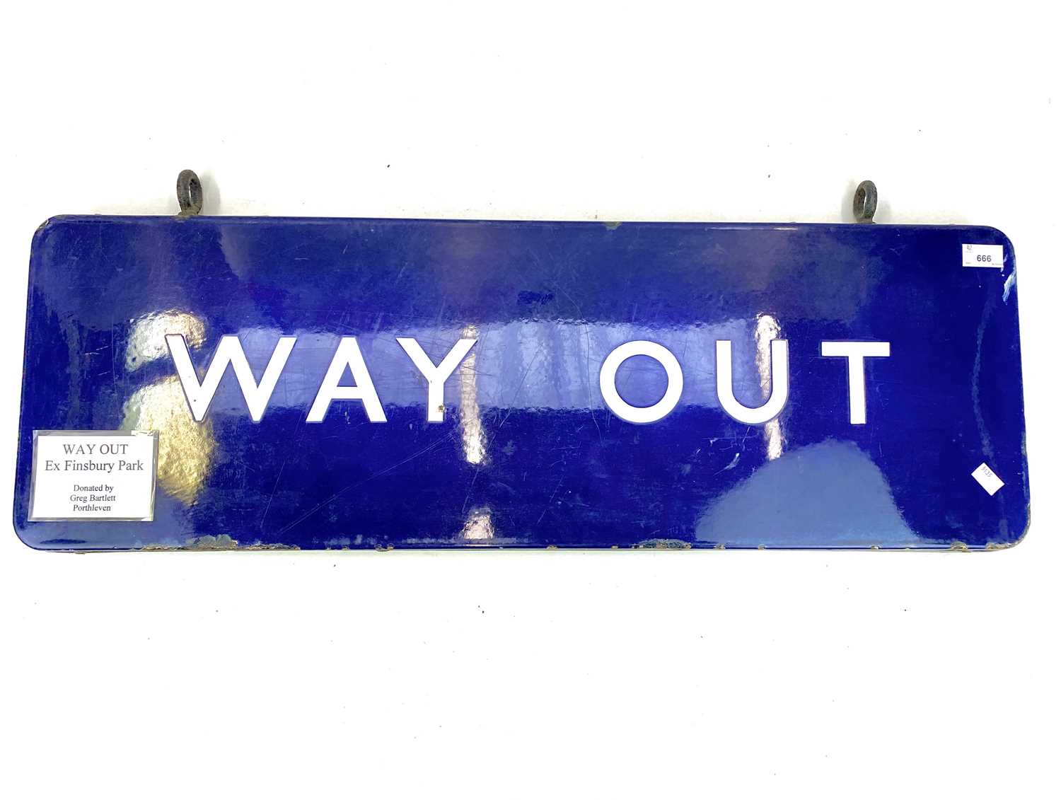 Lot 666 - A British Railways Eastern Region Double Sided Enamelled "Way Out" Sign