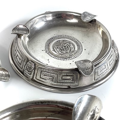 Lot 164 - Three Colombian 0.900 silver ashtrays.