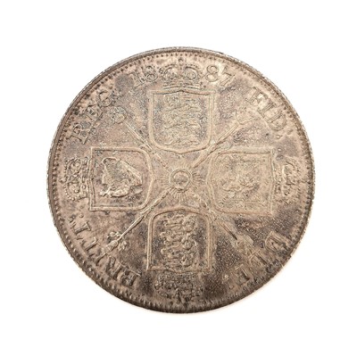 Lot 279 - Great Britain Roman I Double Florin Queen Victoria 1887 Plus George III Crown etc.