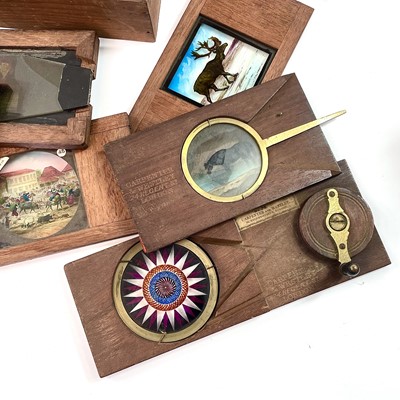 Lot 769 - Tinplate Magic Lantern Viewer and Selection of Slides
