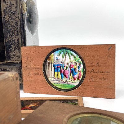 Lot 769 - Tinplate Magic Lantern Viewer and Selection of Slides