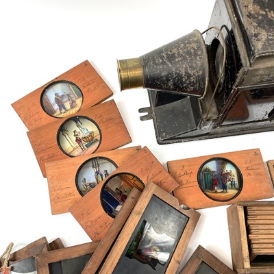 Lot 769 - Tinplate Magic Lantern Viewer and Selection of Slides