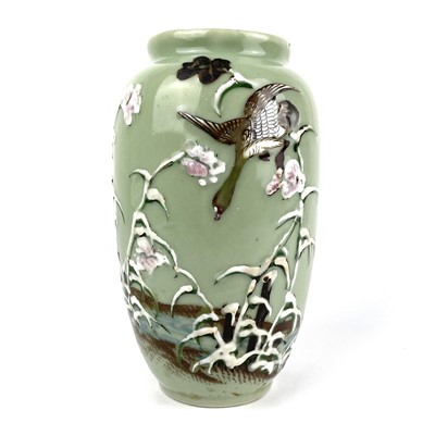 Lot 163 - A Japanese celadon porcelain vase, late 19th century.